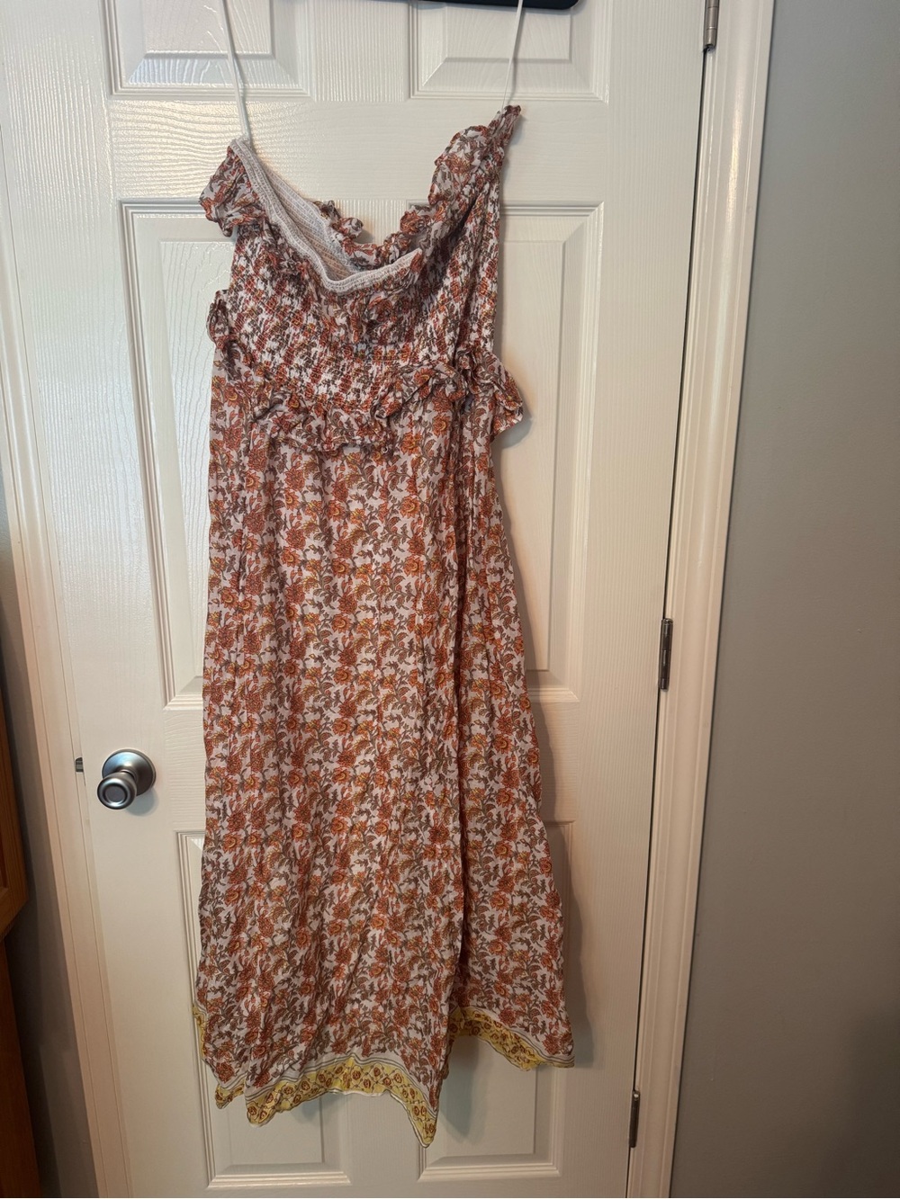 Floral Tiered Maxi Dress in Rust & White